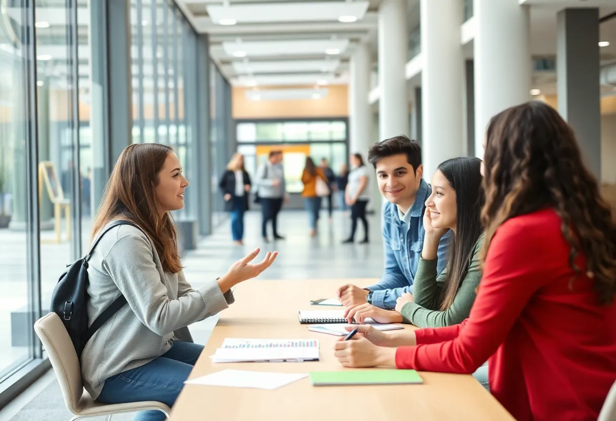 Students receiving advising at College Success Center
