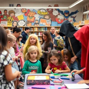 Attendees enjoying hands-on activities at the Comic Geek Out event at GRPL