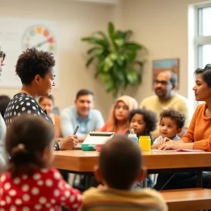 Community members discussing nutrition education and funding cuts