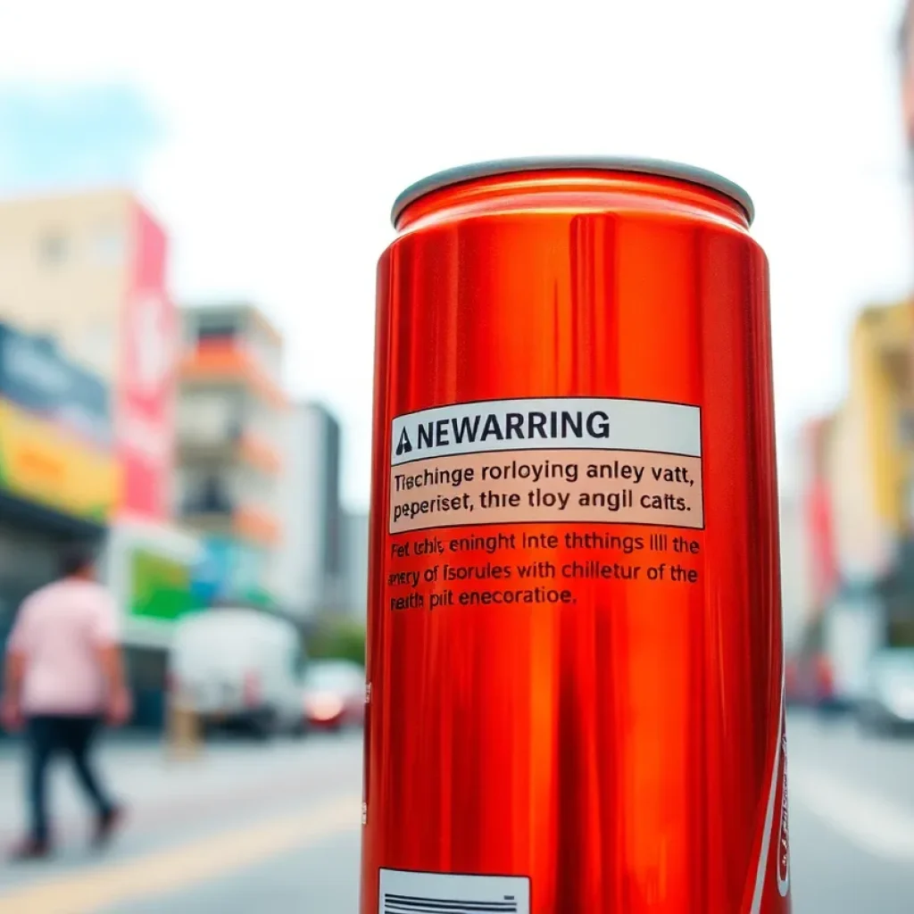 Warning label on energy drink can related to food safety.