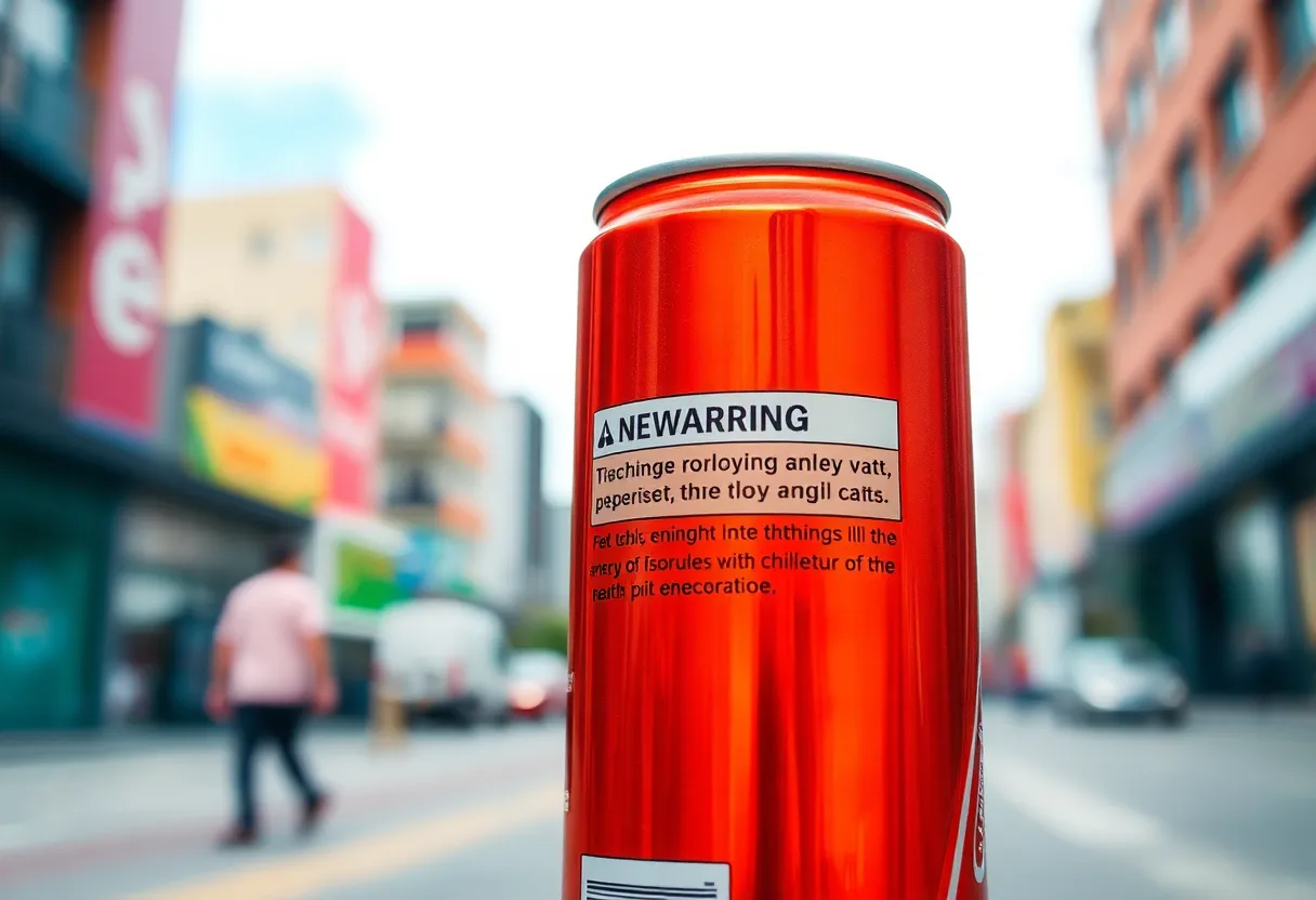 Warning label on energy drink can related to food safety.