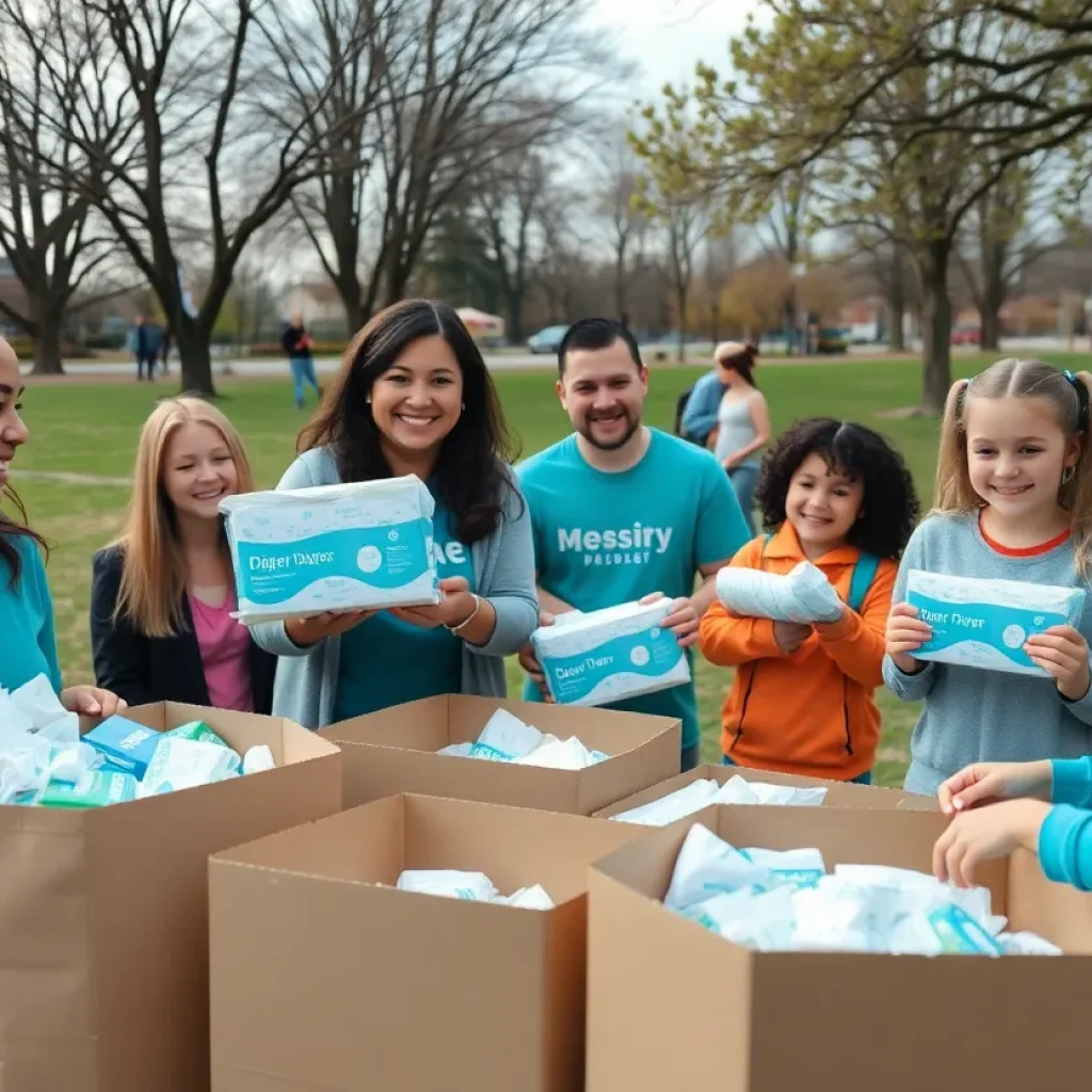 Community members participating in a diaper donation drive in Grand Rapids