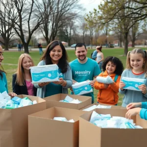 Community members participating in a diaper donation drive in Grand Rapids