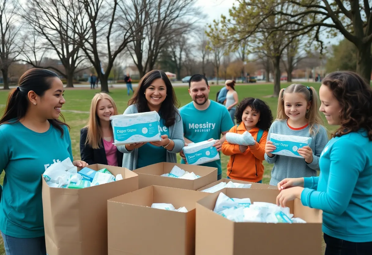 Community members participating in a diaper donation drive in Grand Rapids
