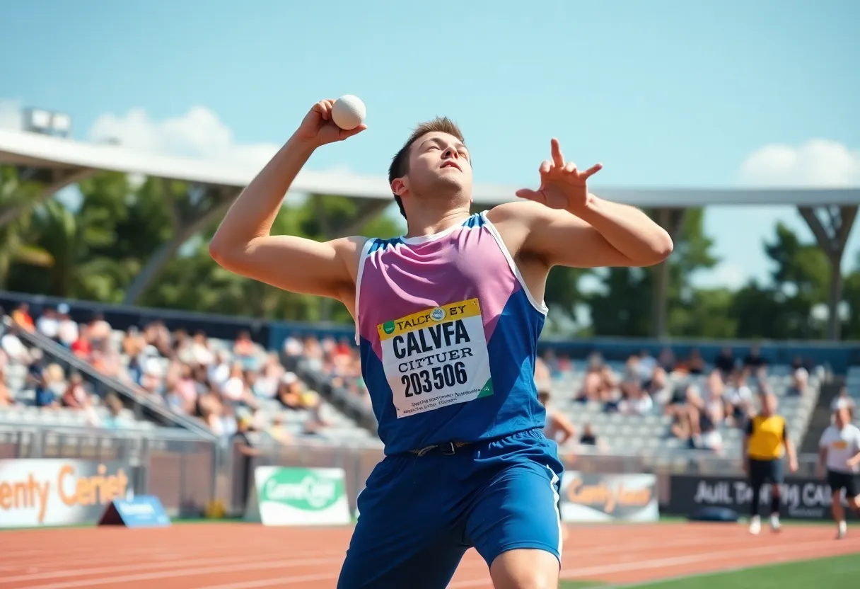 Erika Beistle performing a discus throw at the Olympic Trials.