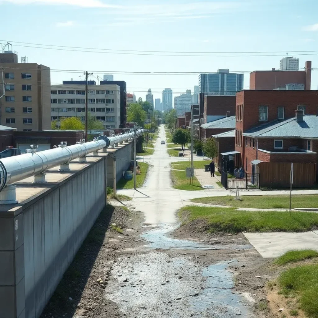 Flint Michigan water pipes and community area