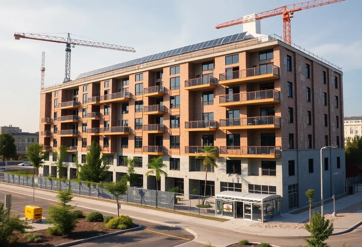 Construction of a modern apartment complex in Grand Rapids.