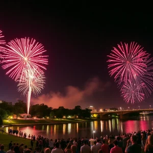 Fireworks display over Ah-Nab-Awen Park in Grand Rapids