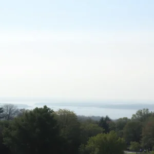 Hazy skies in west Michigan depicting air quality issues