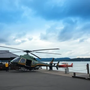 Scene of helicopter crash near Cabana Blue restaurant