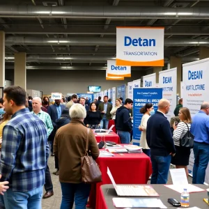 Job seekers engaging at Dean Transportation hiring event.