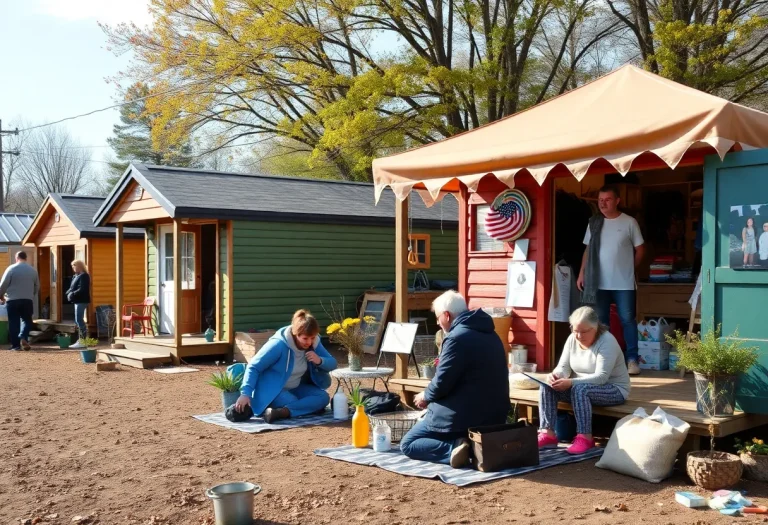 Tiny homes in a community designed for homeless individuals
