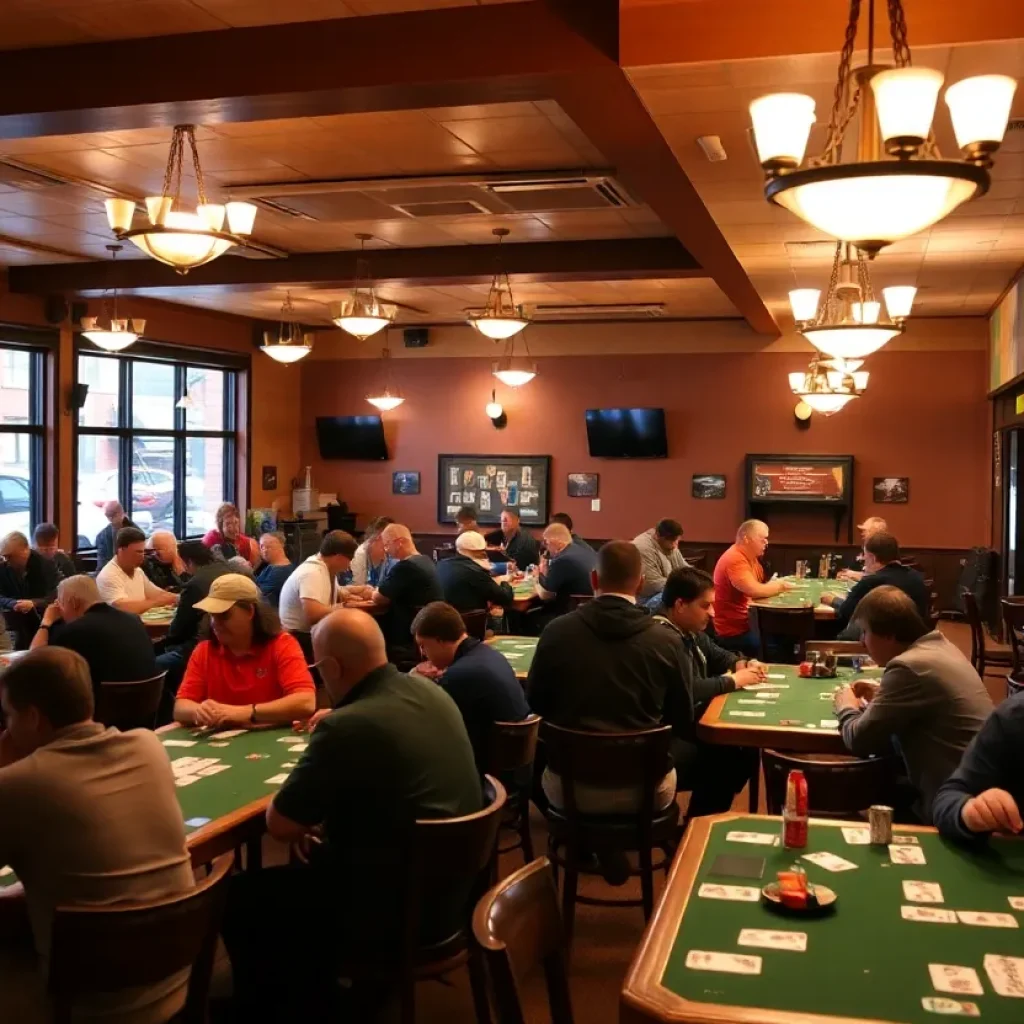 Participants engaged in euchre tournaments at House Rules Board Game Lounge