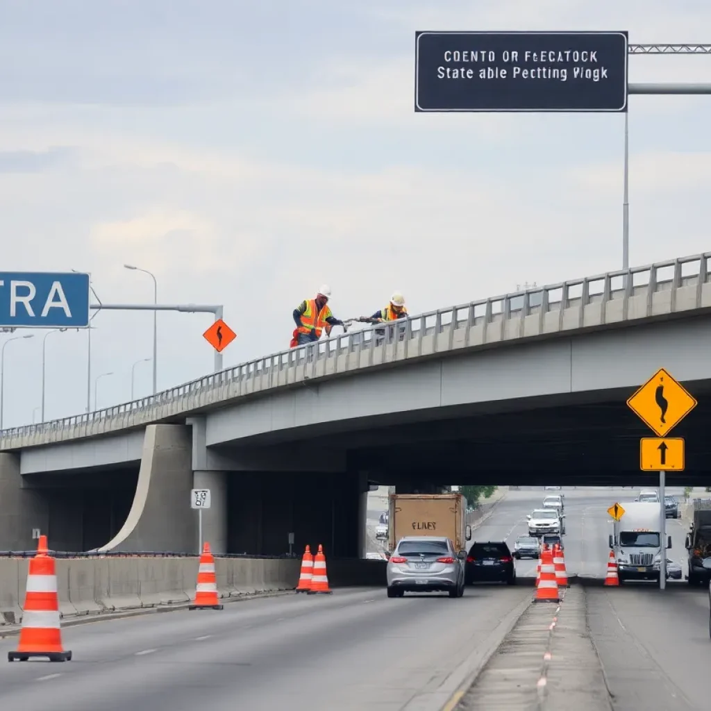 Construction crews on I-96 bridge improvements
