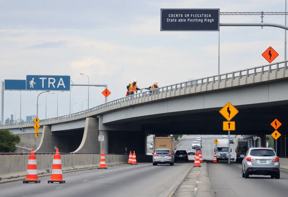 Construction crews on I-96 bridge improvements