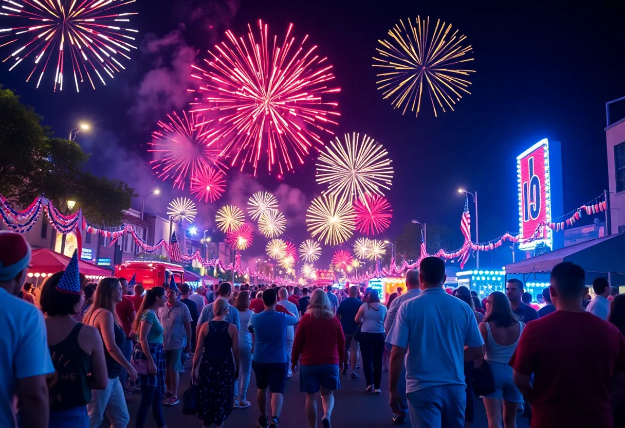 Celebration of Independence Day with fireworks and a parade in West Michigan