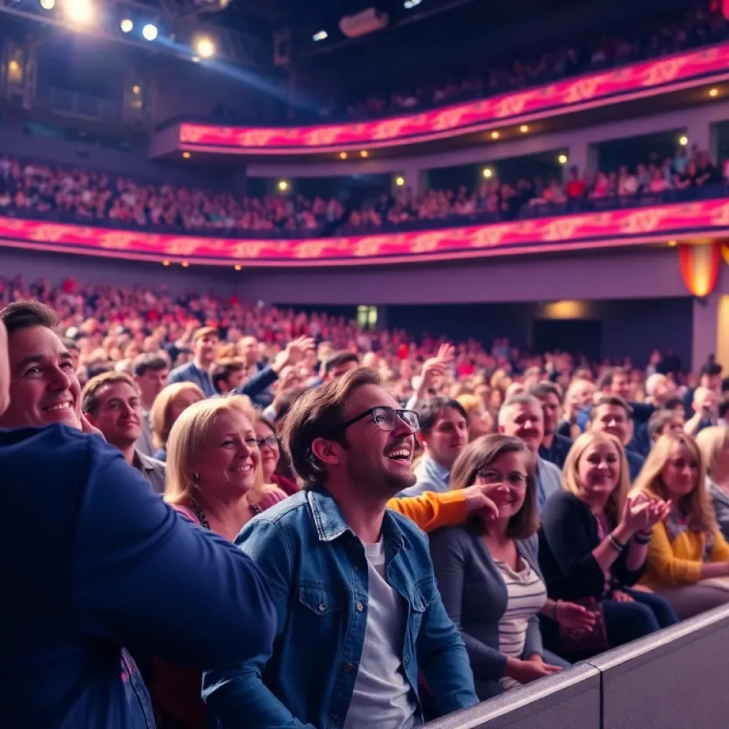 Audience enjoying Jim Gaffigan's live comedy performance