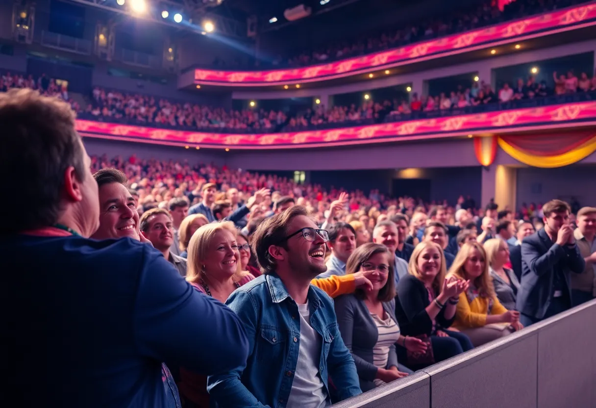 Audience enjoying Jim Gaffigan's live comedy performance