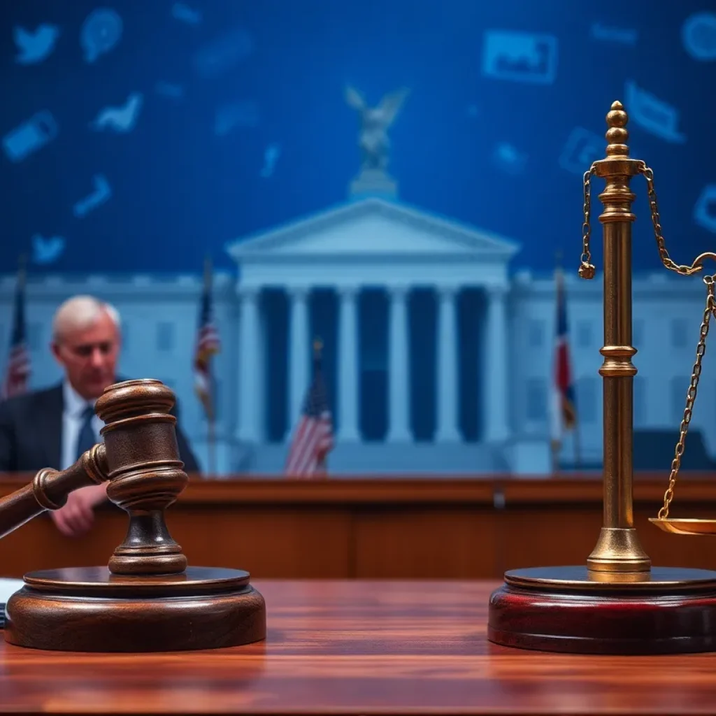 Conceptual image representing legal issues concerning threats against public figures