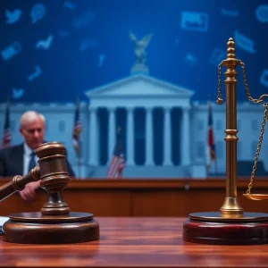 Conceptual image representing legal issues concerning threats against public figures