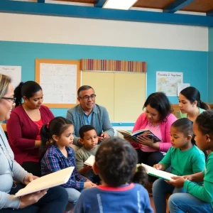Community members participating in a literacy program