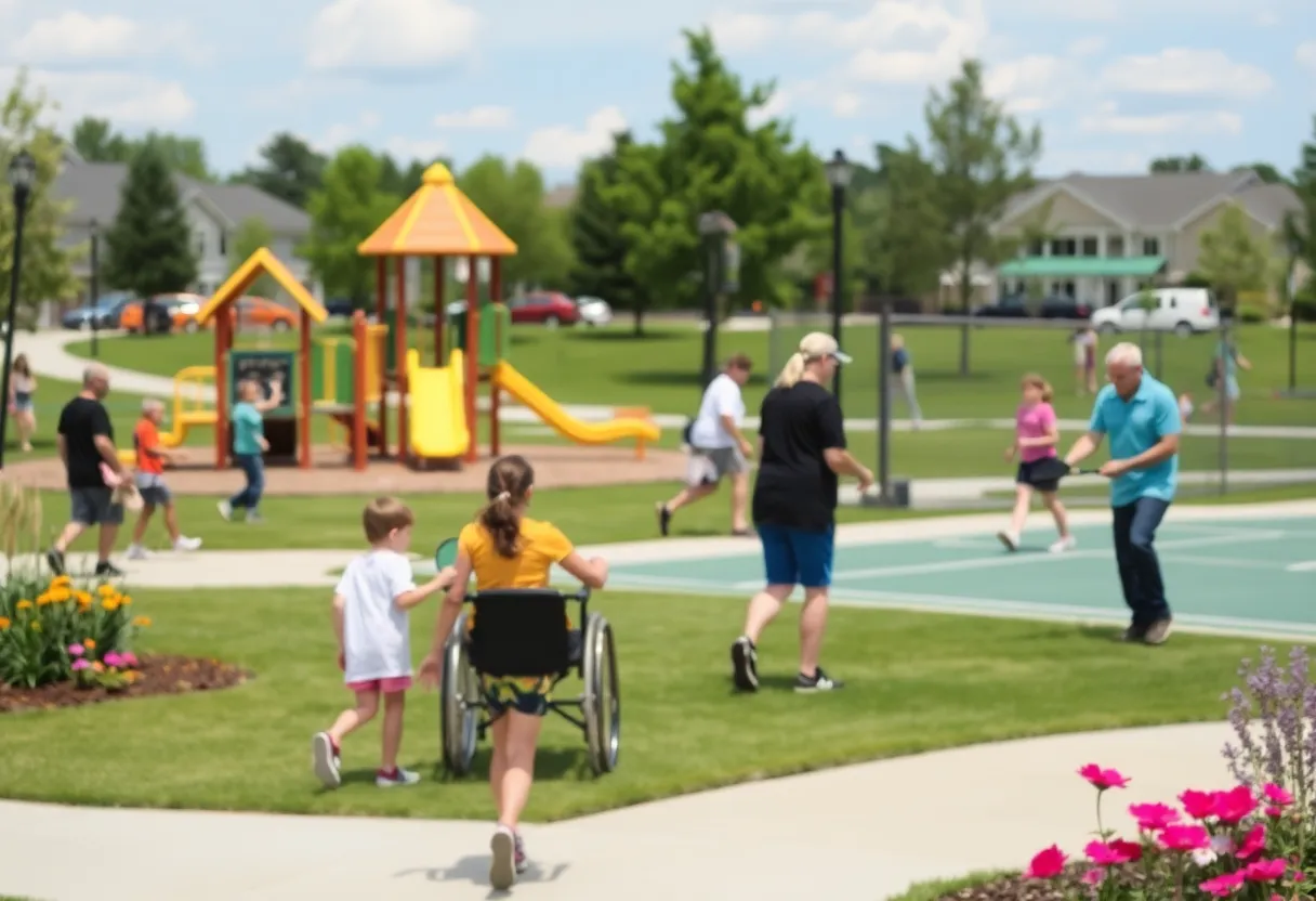 Families participating in recreational activities at Manhattan Park