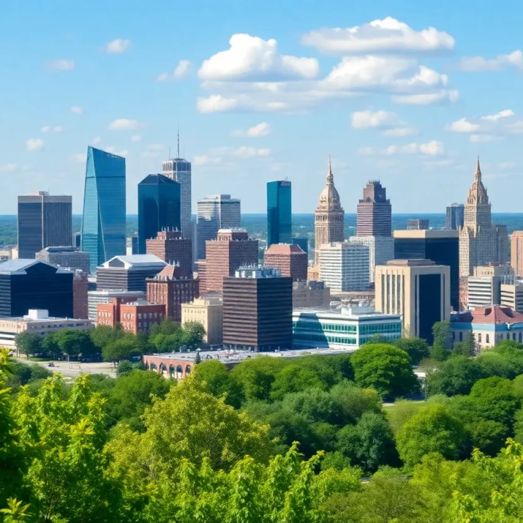 Skyline of Michigan depicting economic growth and business innovation.