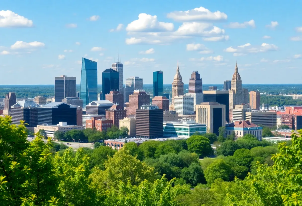 Skyline of Michigan depicting economic growth and business innovation.