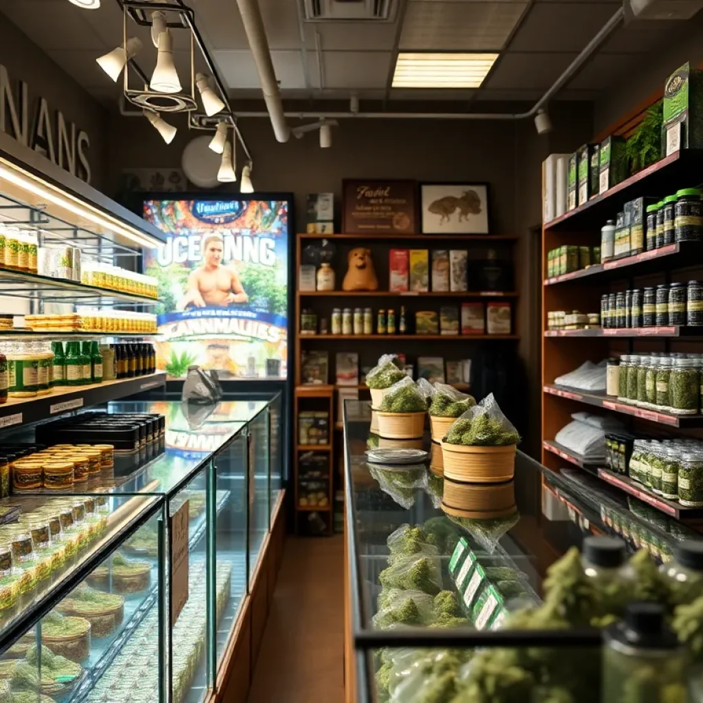 A view of a cannabis dispensary in Michigan with products displayed.