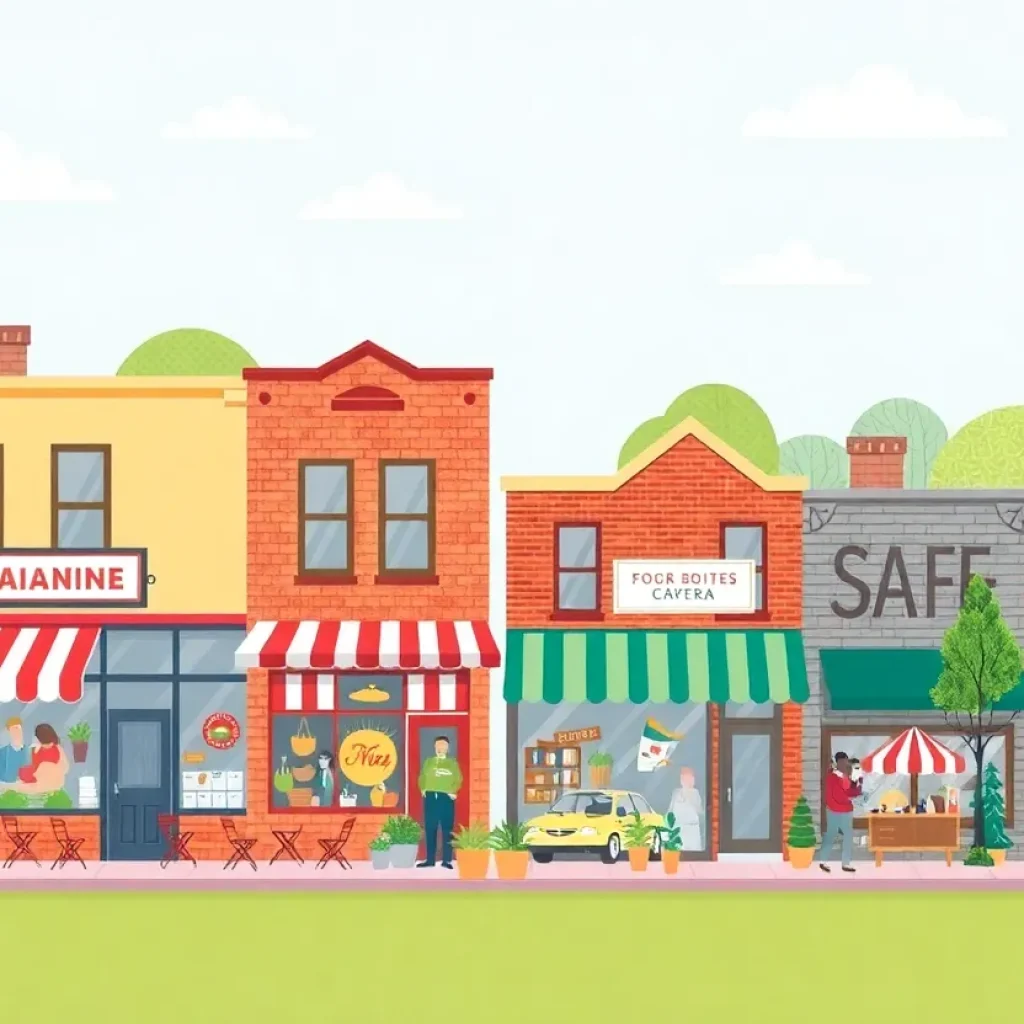 Vibrant community scene showcasing small businesses in Michigan.