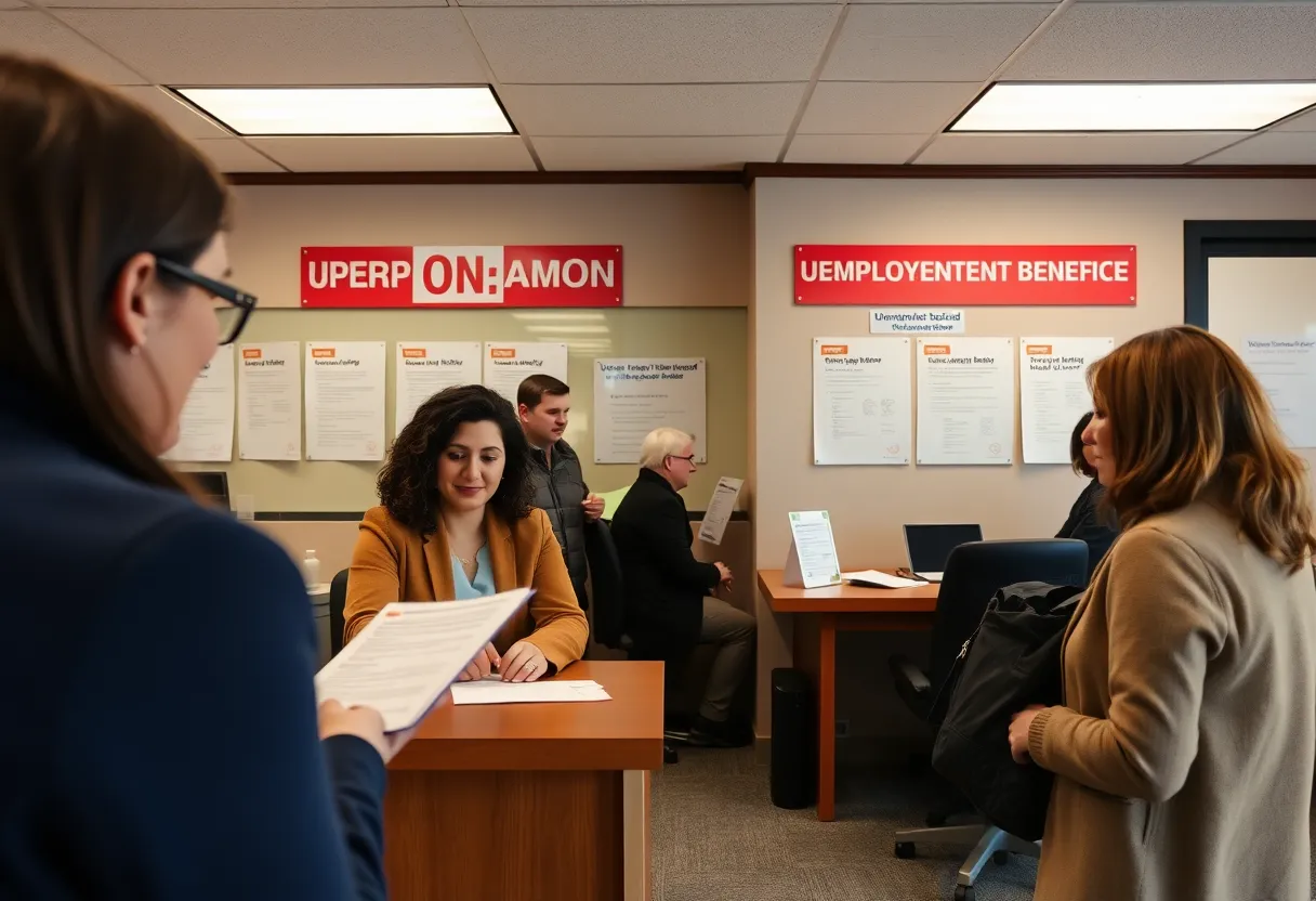 Government office assisting people with unemployment benefits in Michigan