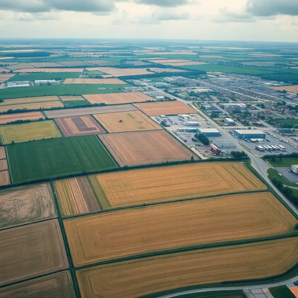 Aerial view of the land acquired by Microsoft in Gaines Township