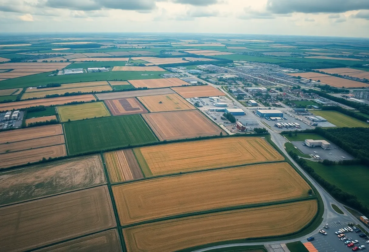 Aerial view of the land acquired by Microsoft in Gaines Township