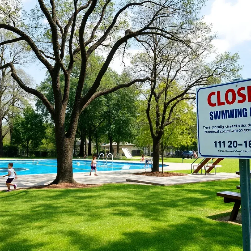 Closed MLK Park Pool in Grand Rapids with maintenance sign