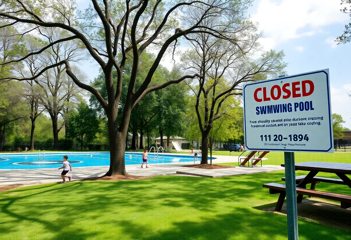 Closed MLK Park Pool in Grand Rapids with maintenance sign