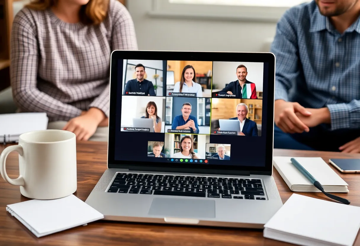 Screenshot of a virtual town hall meeting