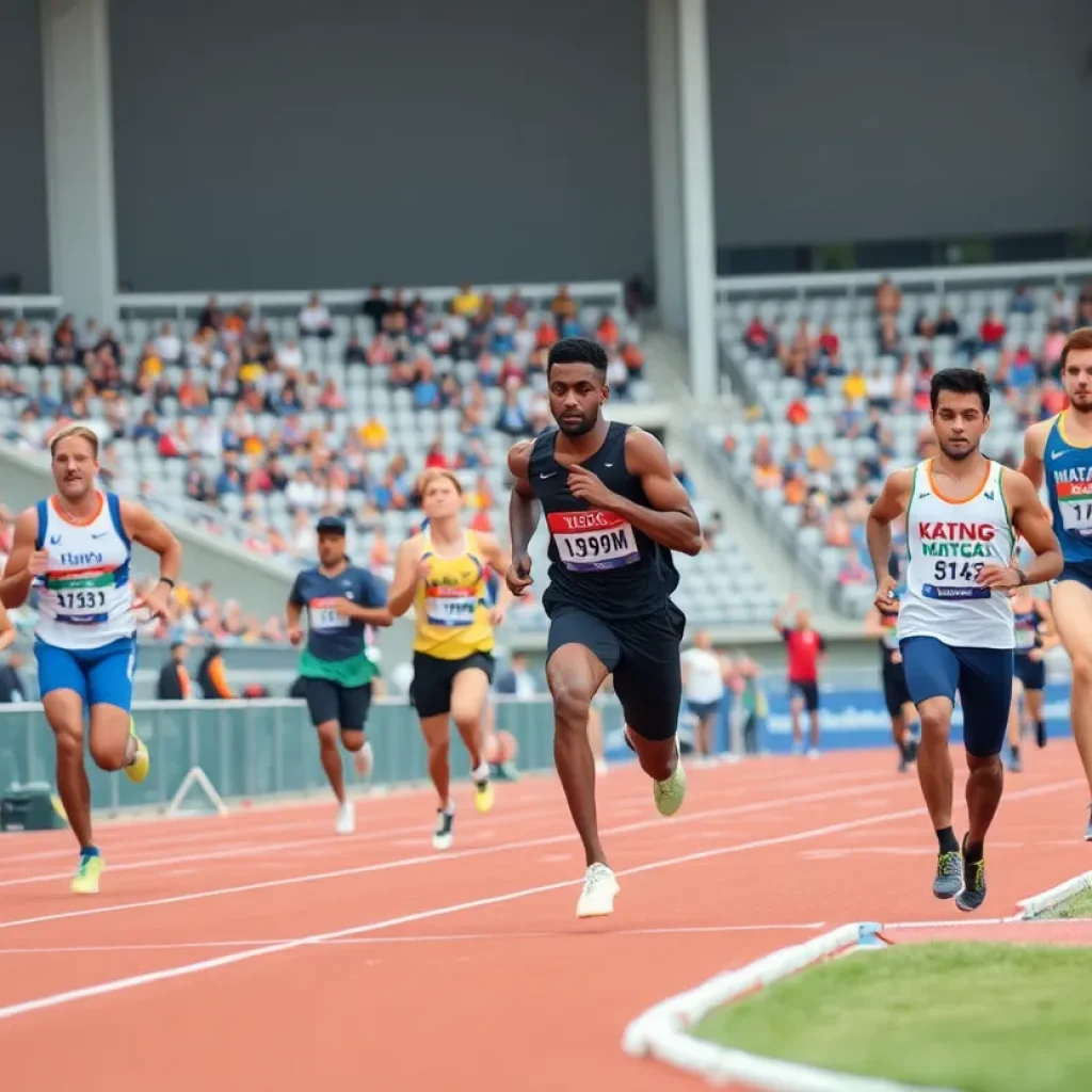 Athletes competing at the Notre Dame track and field meet