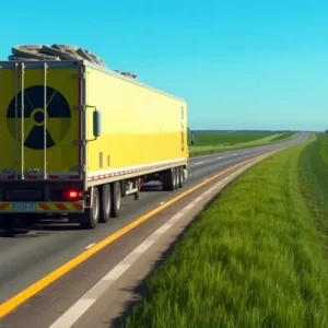 Truck transporting nuclear waste materials