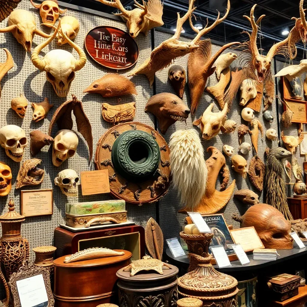 Display of unique oddities and curiosities at an expo