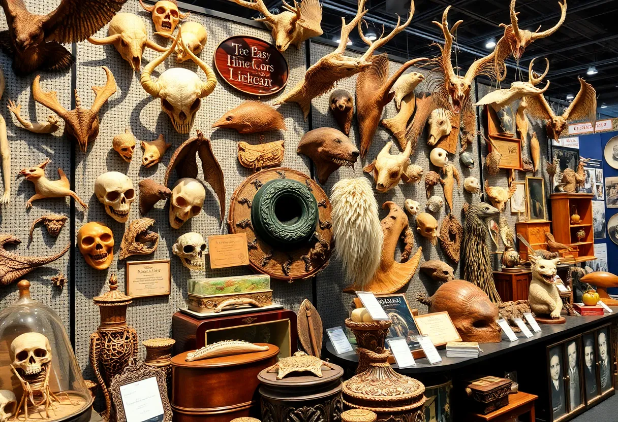 Display of unique oddities and curiosities at an expo