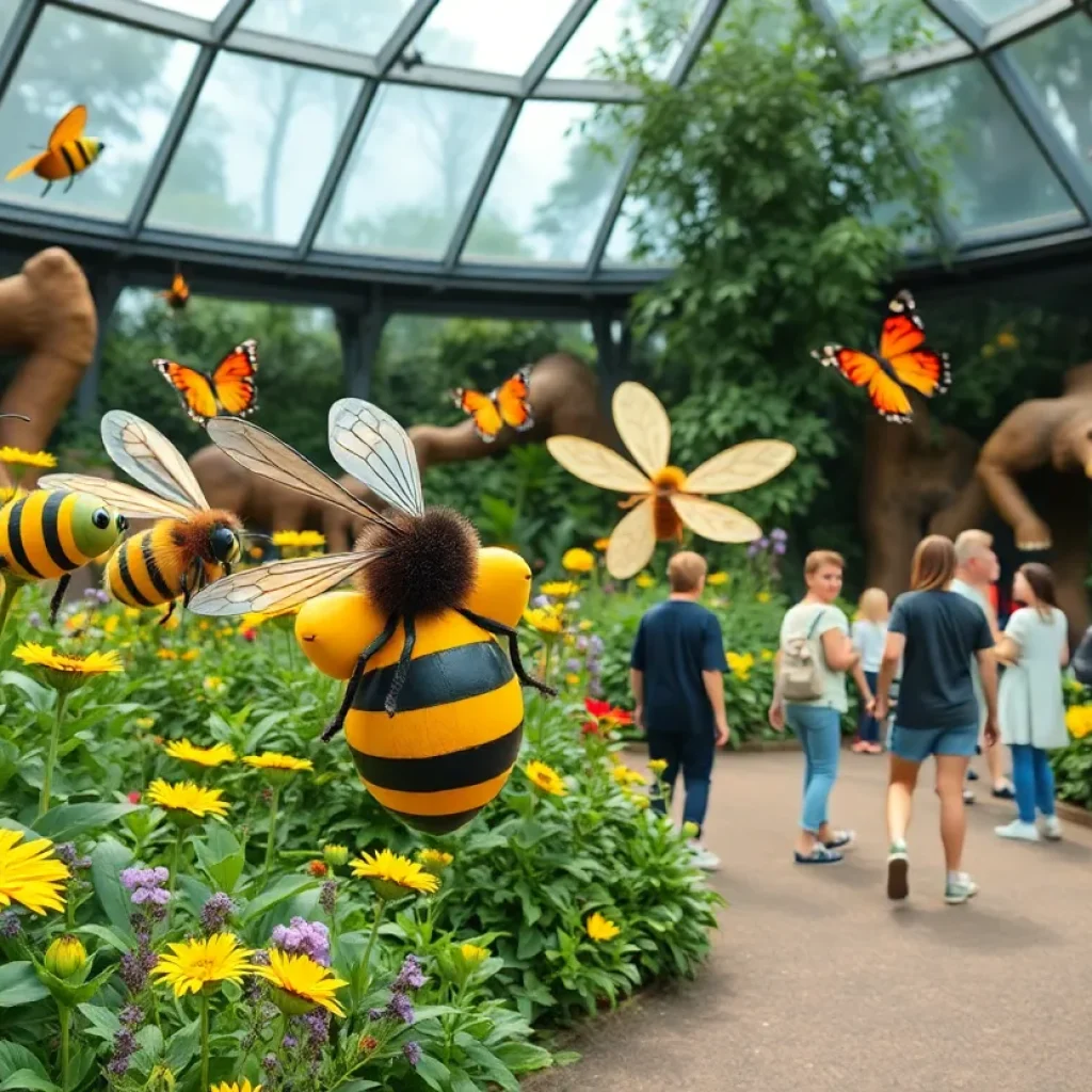 Interactive exhibit featuring animatronic bees and butterflies at John Ball Zoo.
