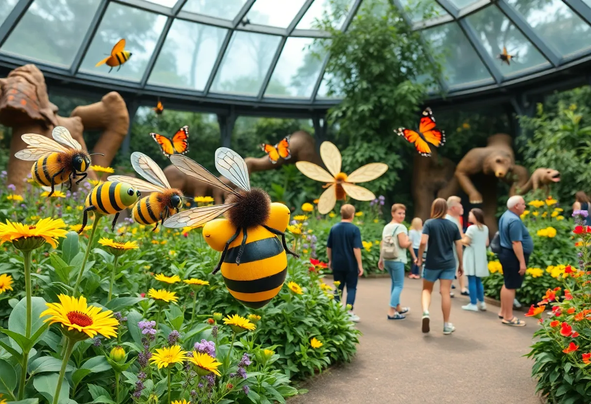 Interactive exhibit featuring animatronic bees and butterflies at John Ball Zoo.
