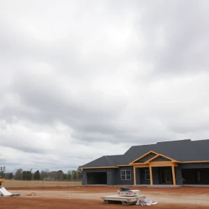 An unfinished residential construction site in Michigan.
