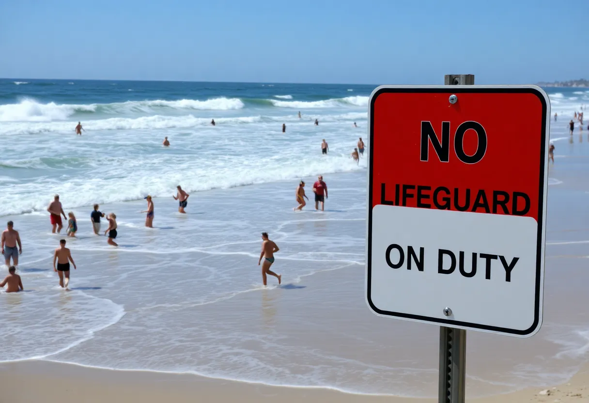 South Haven beach scene highlighting safety issues with no lifeguard.