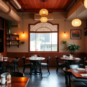 Interior of Sushi Kuni restaurant before closing