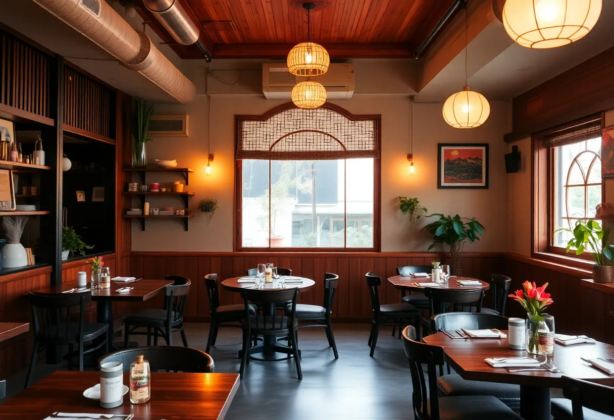 Interior of Sushi Kuni restaurant before closing
