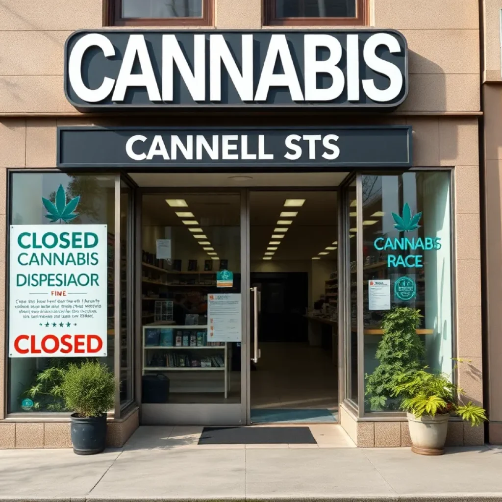 Closed cannabis dispensary storefront