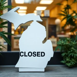 Representation of cannabis stores closing in Michigan