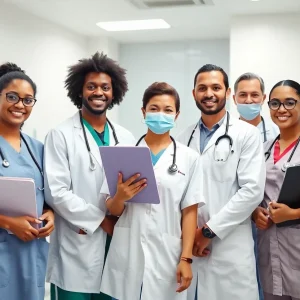 Medical professionals collaborating in a healthcare environment.