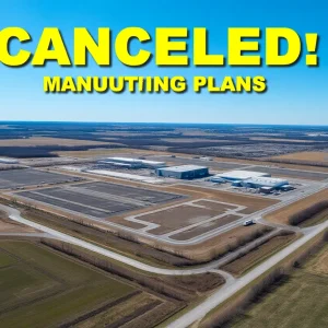 Aerial view of a large vacant site in Mundy Township, Michigan for potential industrial development.